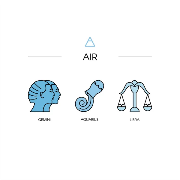 Znak zodiaku symbole powietrza — Wektor stockowy