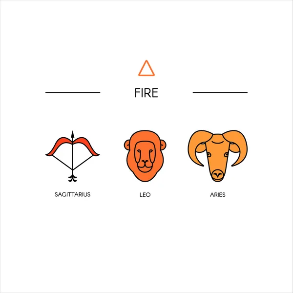 Zodíaco símbolos de fuego — Archivo Imágenes Vectoriales