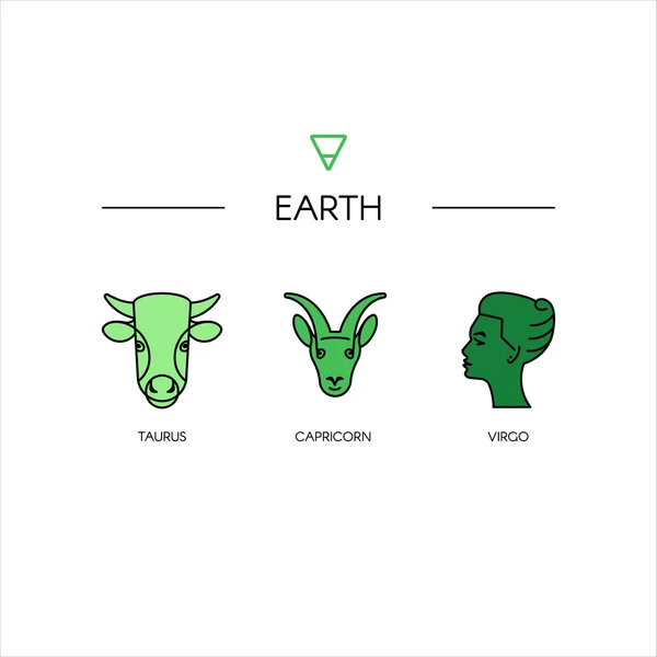 Dierenriem aarde symbolen — Stockvector