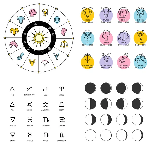 Set pictogrammen fasen van de maan — Stockvector