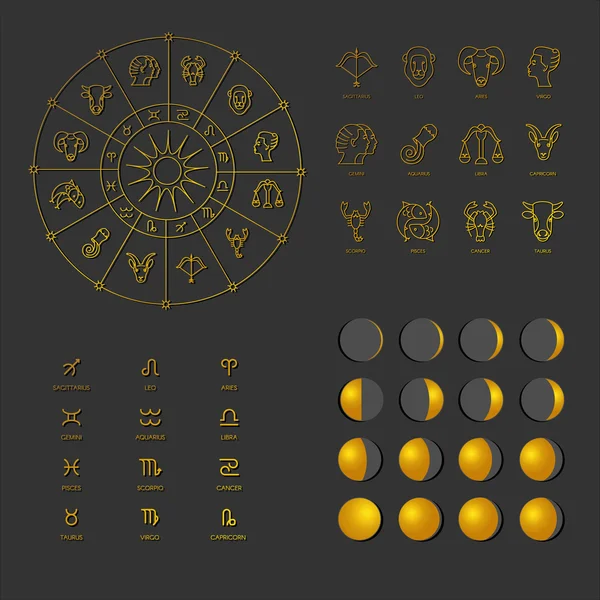 Définir les phases des icônes de la Lune — Image vectorielle