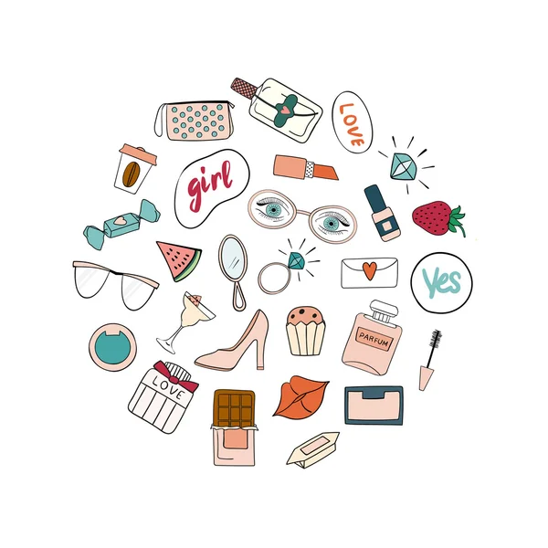 Set of fashion hand drawn stickers — Διανυσματικό Αρχείο