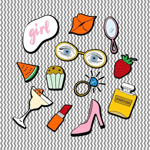 Fashion accessories patches set — ストックベクタ