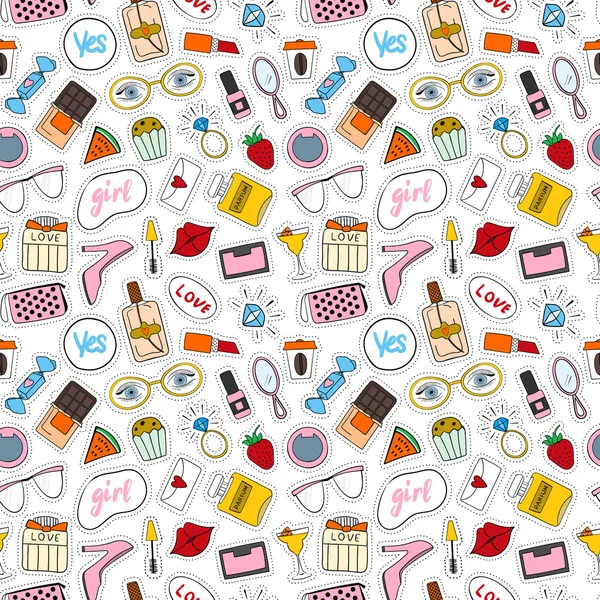 Background with fashion accessories patches — ストックベクタ