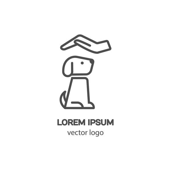 Plantilla de logotipo estilo línea con un perro — Archivo Imágenes Vectoriales