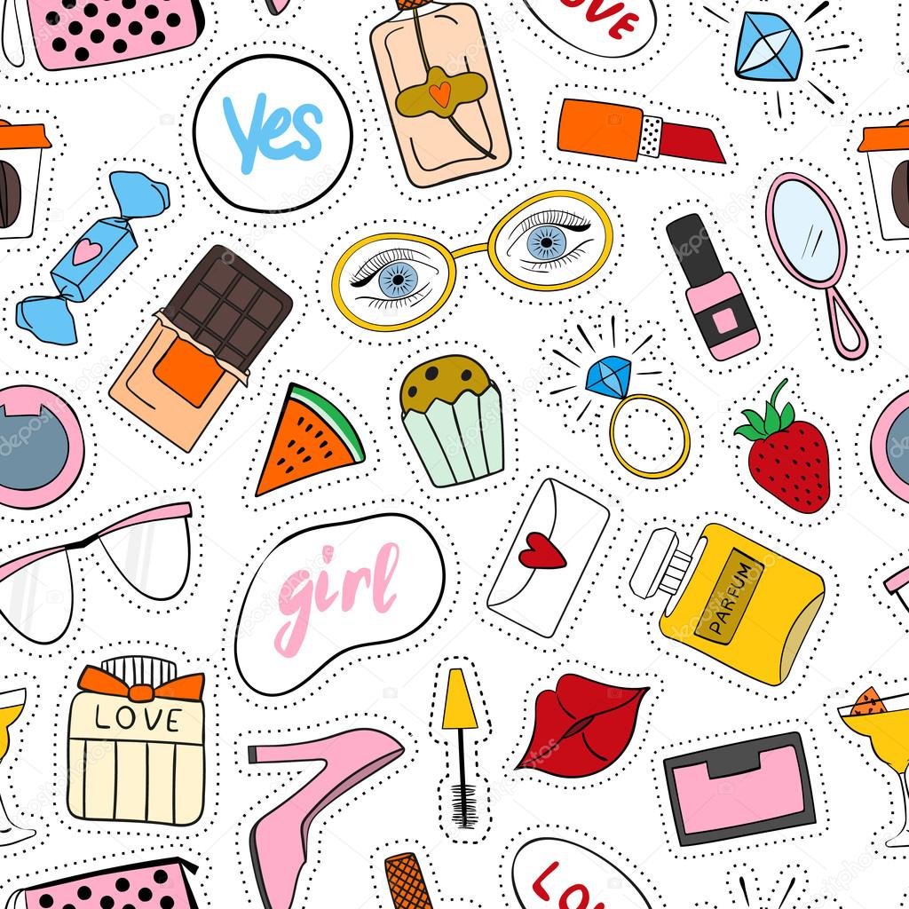 background with fashion accessories patches