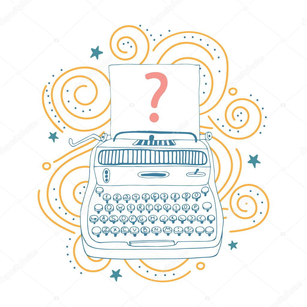 Question mark and typewriter icon