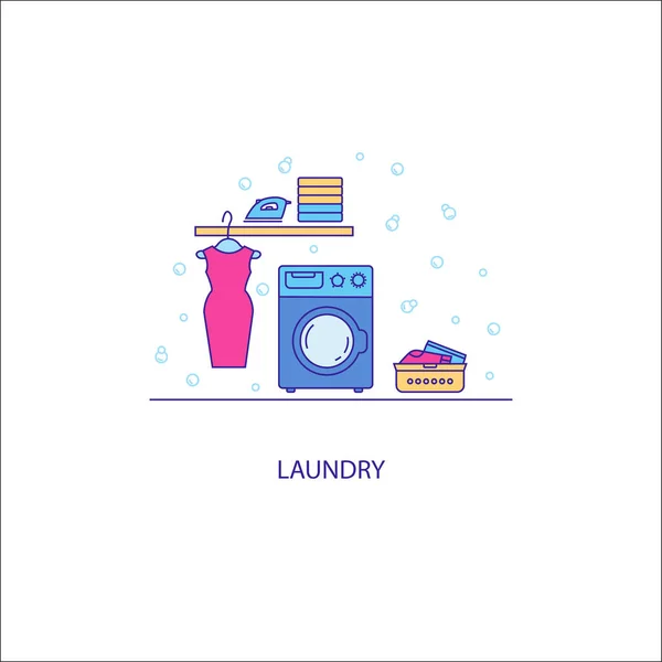 Banner in der Waschküche — Stockvektor