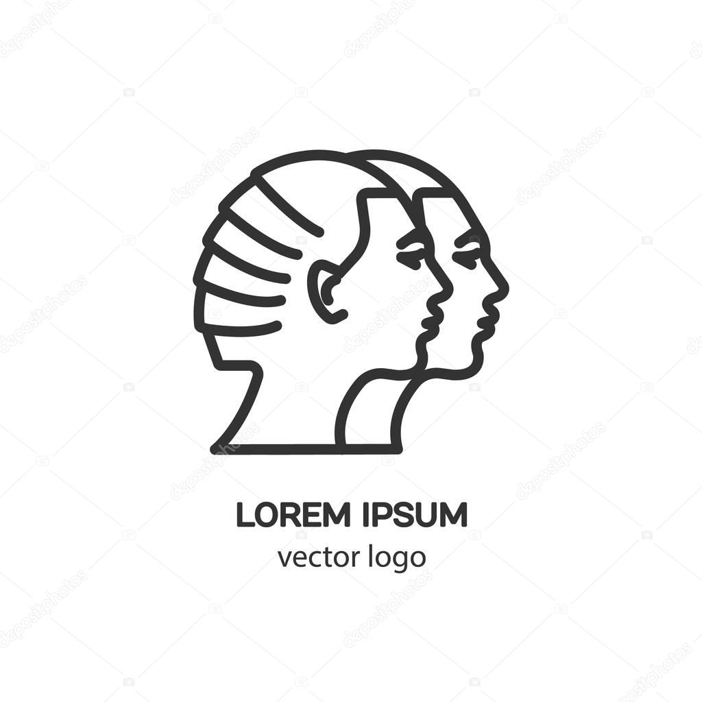 Twins zodiac logo, vector illustration