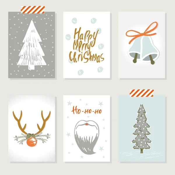 Collection de 6 modèles de cartes de Noël — Image vectorielle