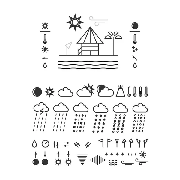 Wettersymbole gesetzt — Stockvektor