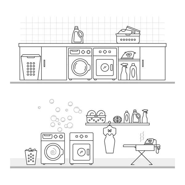 Set of laundry icons — Stock Vector