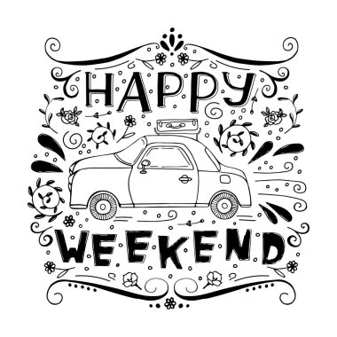 Mutlu hafta sonu yazı ve araba 