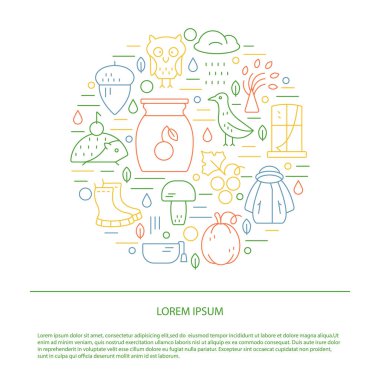 Daire içinde sonbahar sembolleri