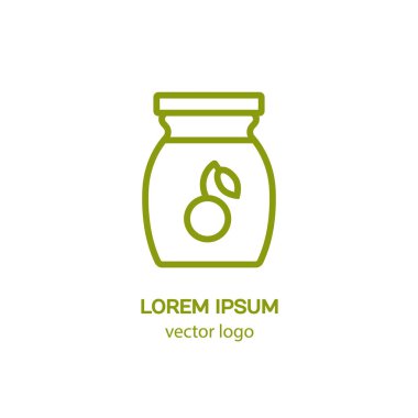 Çizgi stili logo bir kavanoz reçel