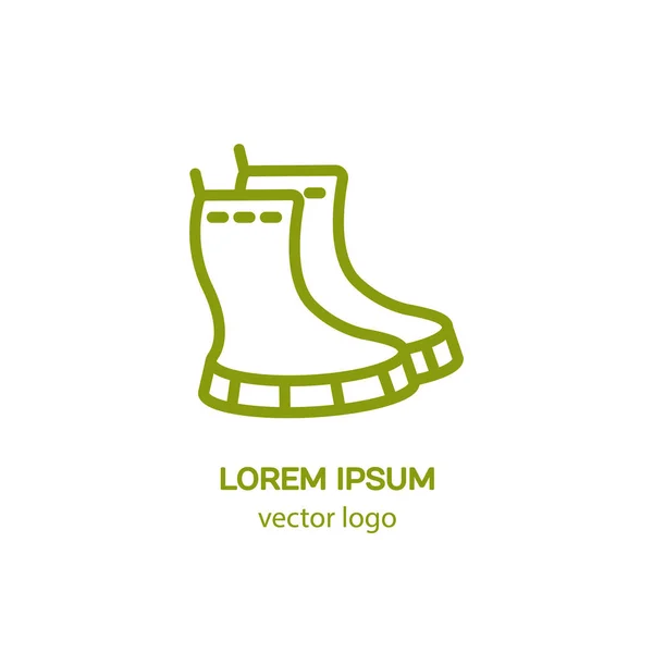 Logotipo estilo línea con botas — Vector de stock