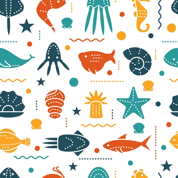 Seamless pattern with sea creatures Royalty Free Stock Vectors