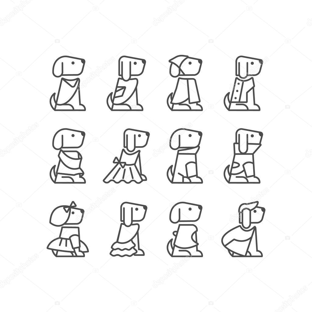 Clothing store for animals for template logos. Clothing for dogs. Set of pet shop logo, labels and badges.