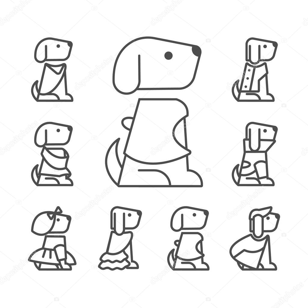 Clothing store for animals for template logos. Clothing for dogs. Set of pet shop logo, labels and badges.