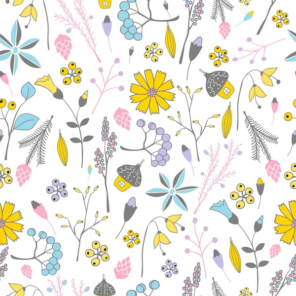 Padrão floral no estilo doodle — Vetor de Stock