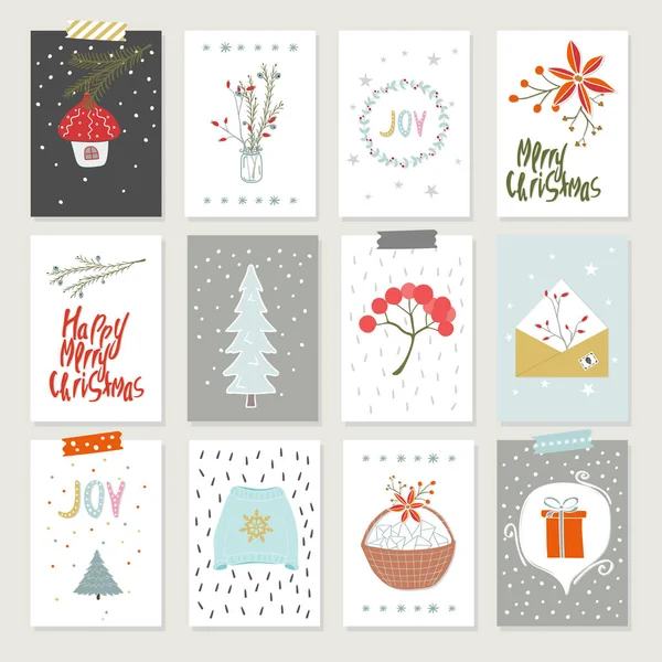 Colección de tarjetas de Navidad — Vector de stock