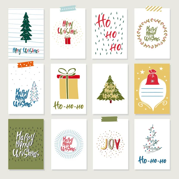 Sammlung von Weihnachtskarten — Stockvektor