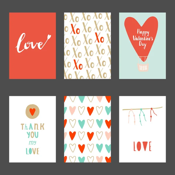 Valentines day set cards. — Stock Vector