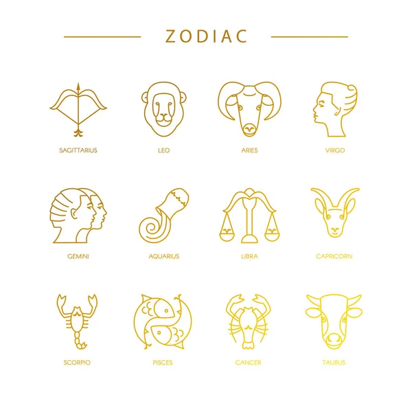 Símbolos zodiacales y signos del horóscopo — Vector de stock