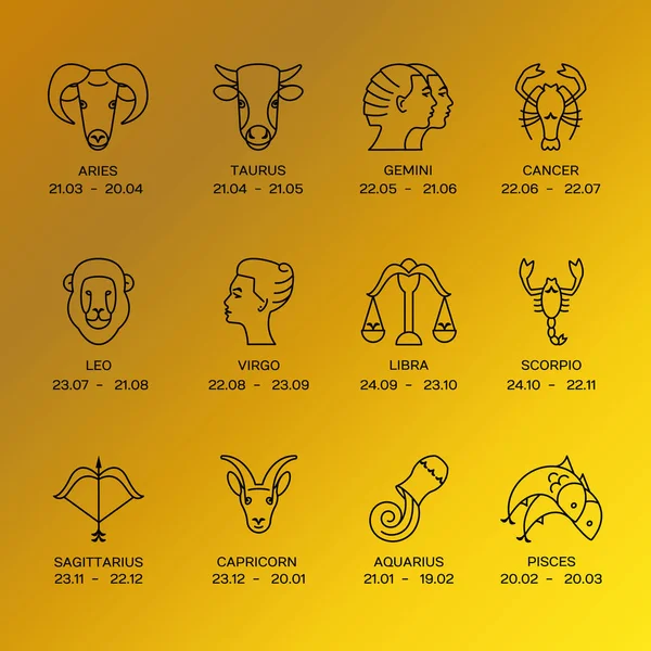 Simboli zodiacali e segni oroscopi — Vettoriale Stock