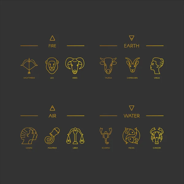 Kolorowe zodiaku symbole — Wektor stockowy