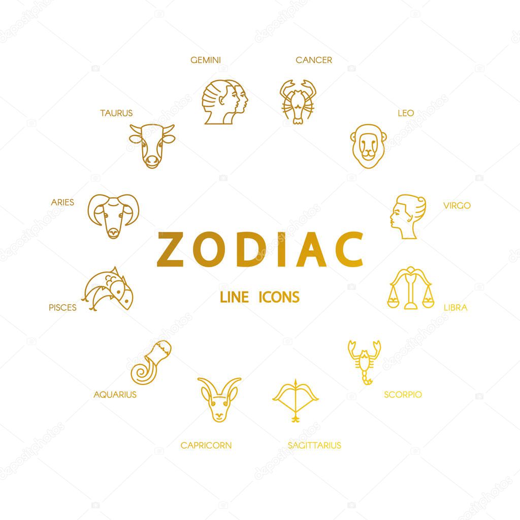 Zodiacal symbols and horoscope signs