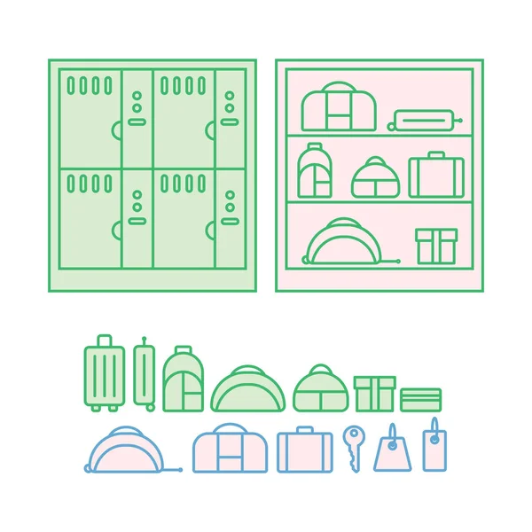 사물함 아이콘 세트. — 스톡 벡터