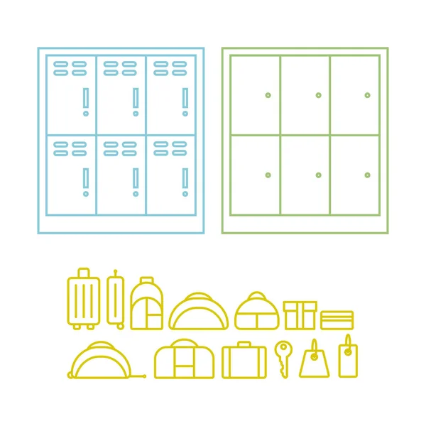 사물함 아이콘 세트. — 스톡 벡터
