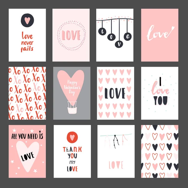 Valentines day set cards — Stock Vector