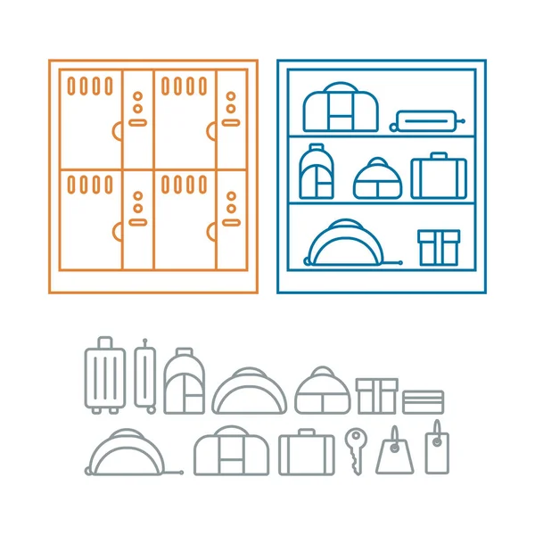 Bagage-opslag. Aanwijzer met Bagage — Stockvector