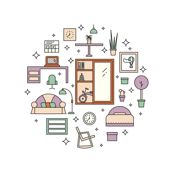 Ilustrace obývacího pokoje — Stockový vektor