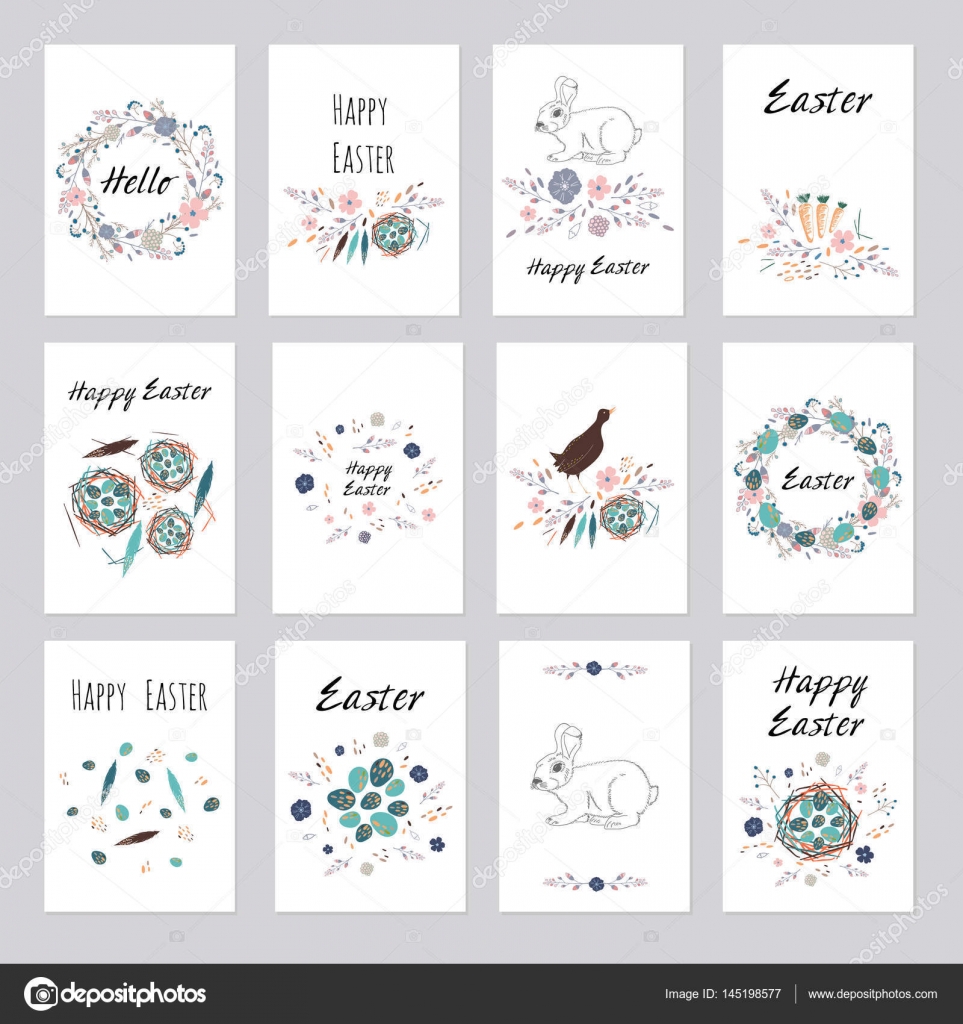 イースター デザインのカードのセット ストックベクター C Olhayerofieieva