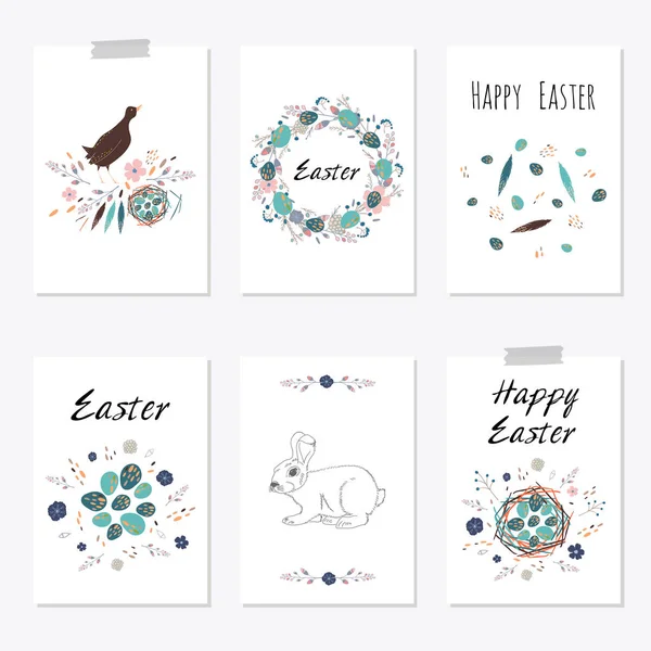 Conjunto de tarjetas para el diseño de Pascua — Vector de stock