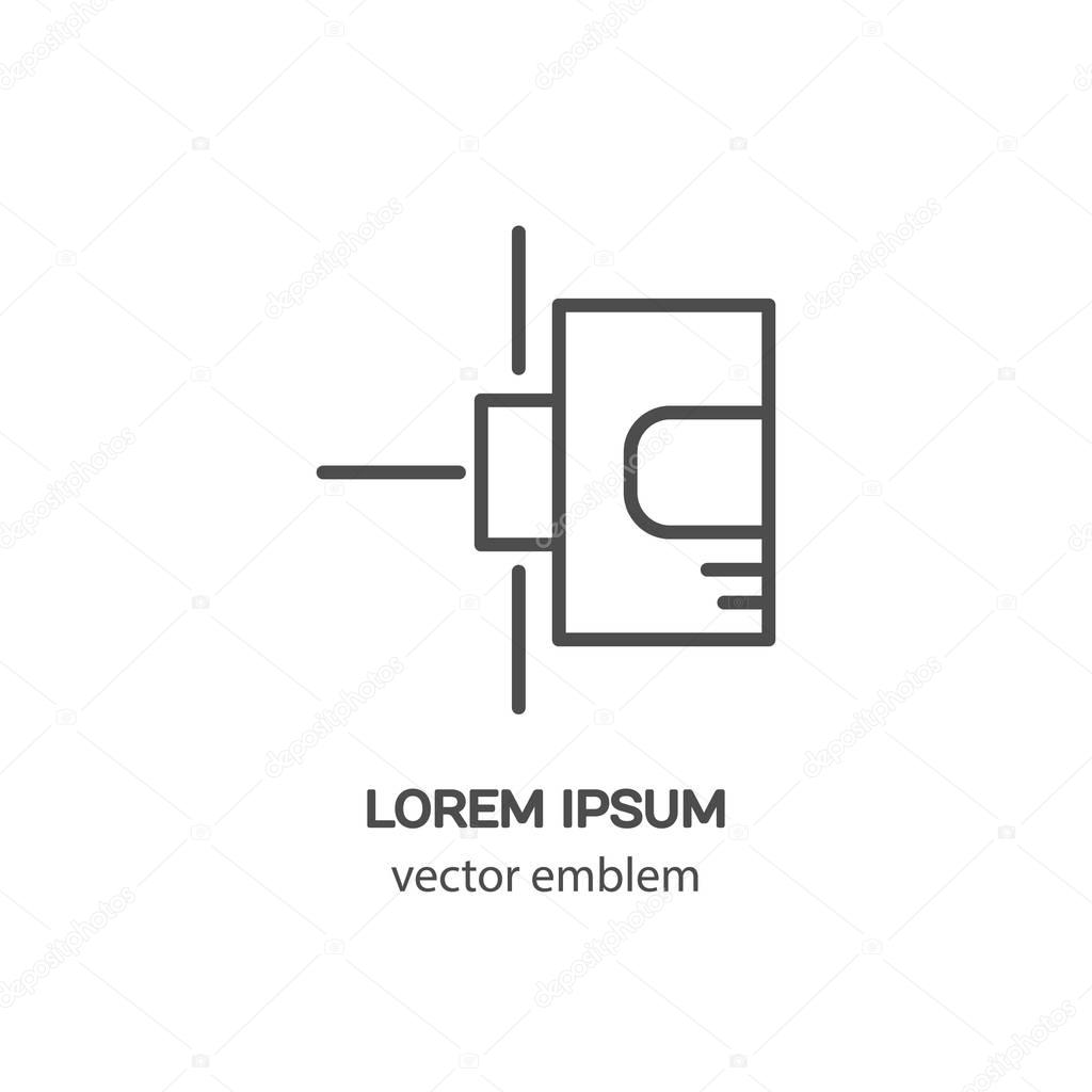 Vector line style icon with construction level. Vector illustration on white background. Home repair icon