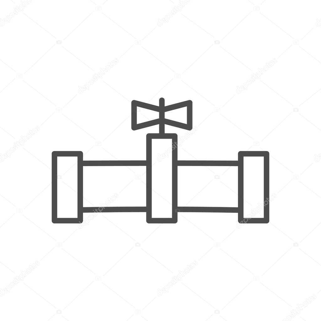 Vector line style icon with water pipe. Vector illustration on white background. Home repair icon
