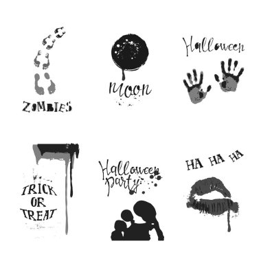 Cadılar Bayramı sembollerle tasarım kümesi