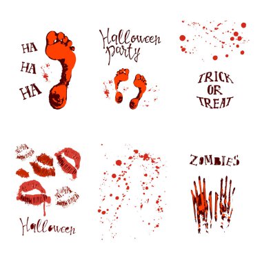 Cadılar Bayramı sembollerle tasarım kümesi