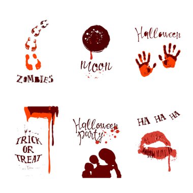 Cadılar Bayramı sembollerle tasarım kümesi