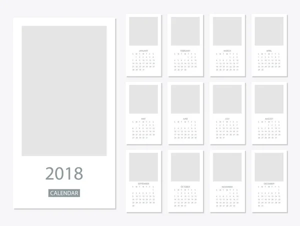 Vuoden 2018 kalenterimalli — vektorikuva