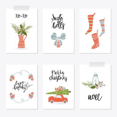Koleksiyon mutlu Noeller hediye kartları