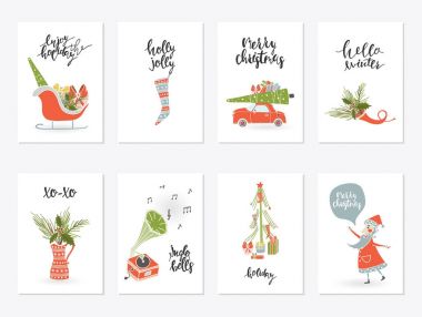 Koleksiyon mutlu Noeller hediye kartları