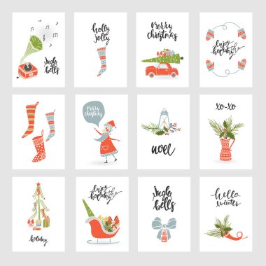 Koleksiyon mutlu Noeller hediye kartları