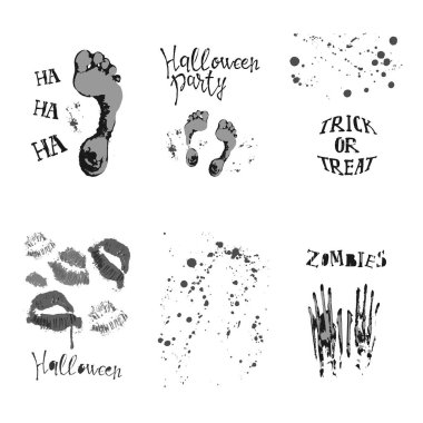 Cadılar Bayramı sembollerle tasarım kümesi