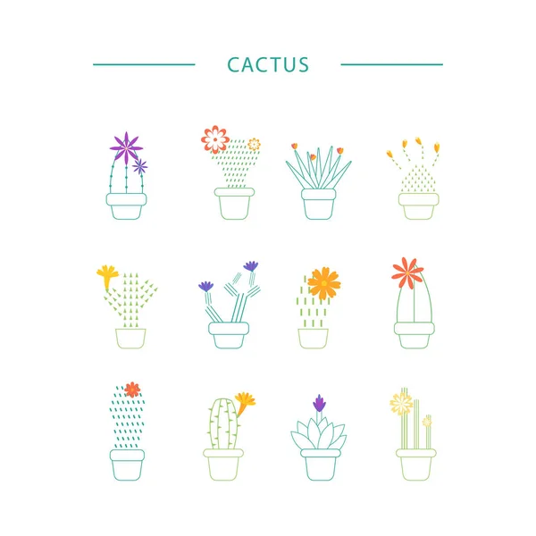 Conjunto de icono de cactus — Vector de stock