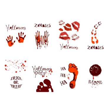 Cadılar Bayramı sembollerle tasarım kümesi